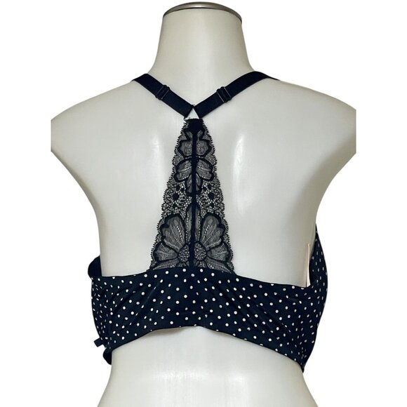 Victorias Secret 38DDD Black & White Polka Dot Push-Up Bra With Lace Racerback D - Picture 2 of 8